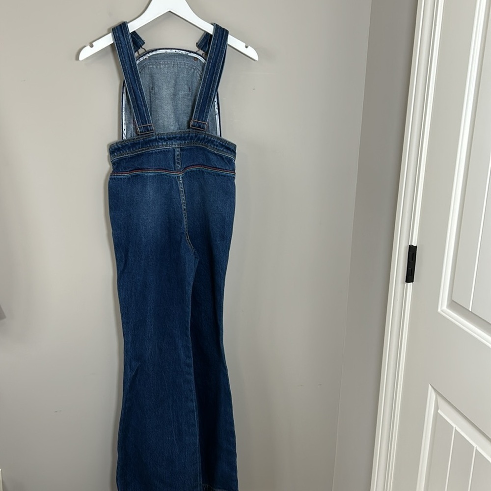Free People Blue Denim Wide-Leg Overalls Jumpsuit - Picture 9 of 15